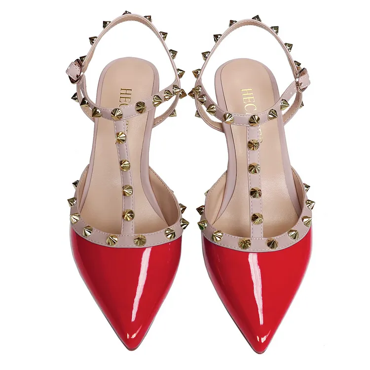 2.36'' Kitten Heels Strap Sandals for Women Slingback Pumps Closed Toe Sandals