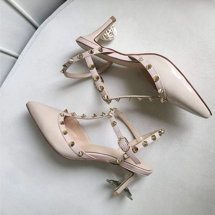 2.36'' Kitten Heels Strap Sandals for Women Slingback Pumps Closed Toe Sandals