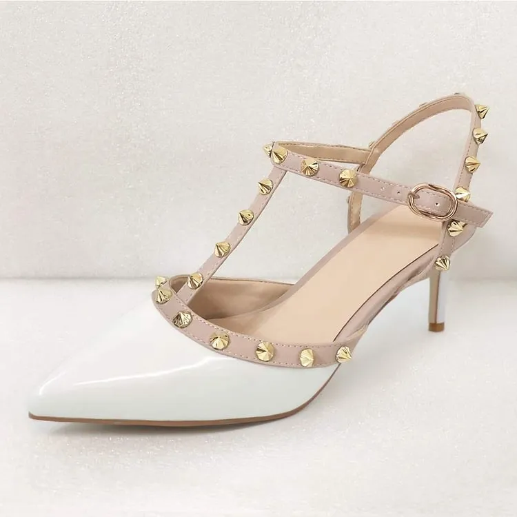 2.36'' Kitten Heels Strap Sandals for Women Slingback Pumps Closed Toe Sandals