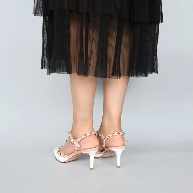 2.36'' Kitten Heels Strap Sandals for Women Slingback Pumps Closed Toe Sandals