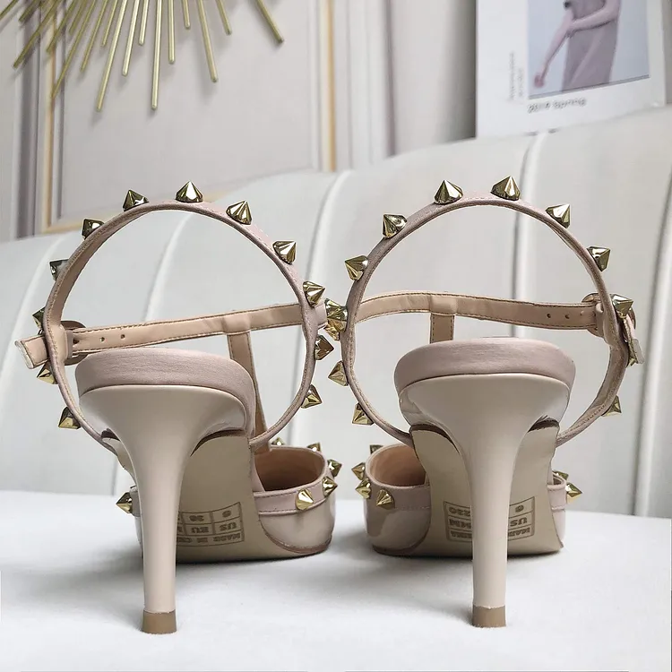 2.36'' Kitten Heels Strap Sandals for Women Slingback Pumps Closed Toe Sandals