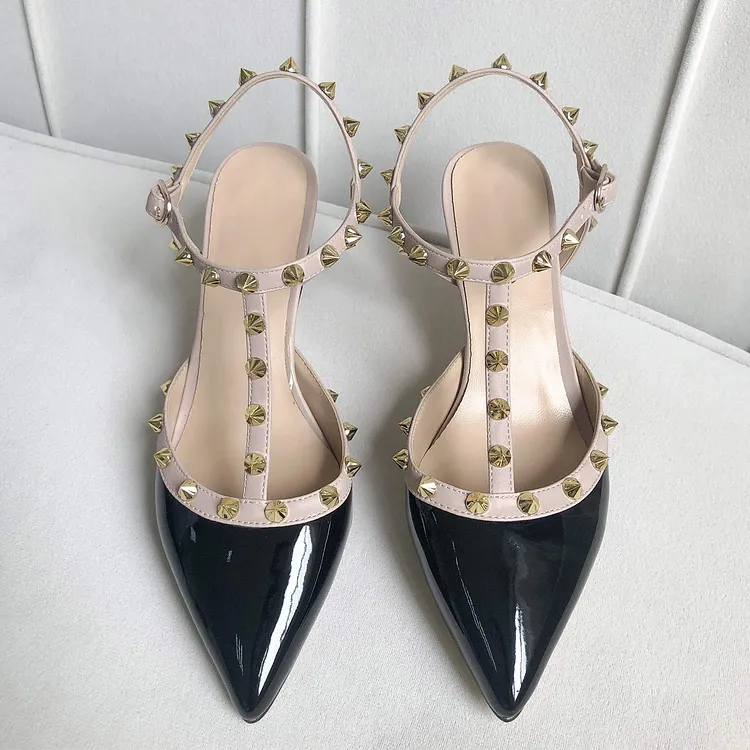 2.36'' Kitten Heels Strap Sandals for Women Slingback Pumps Closed Toe Sandals