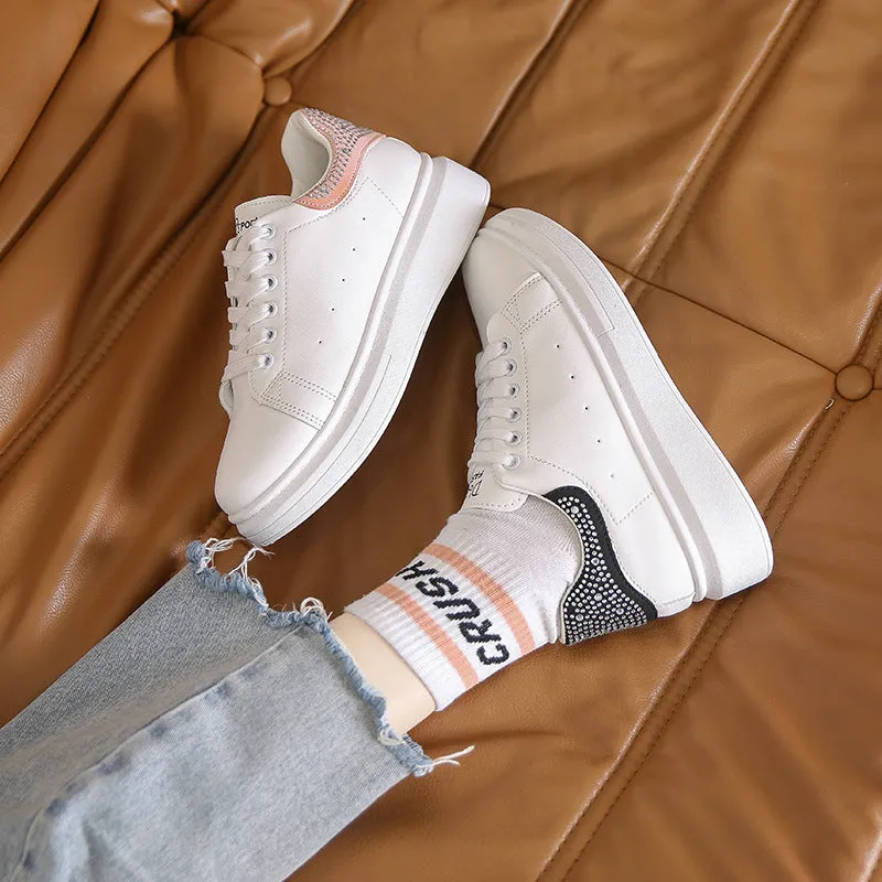 Amozae-Back To School Gifts Thick-soled White Sneakers