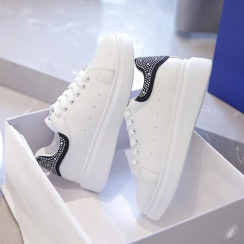 Amozae-Back To School Gifts Thick-soled White Sneakers