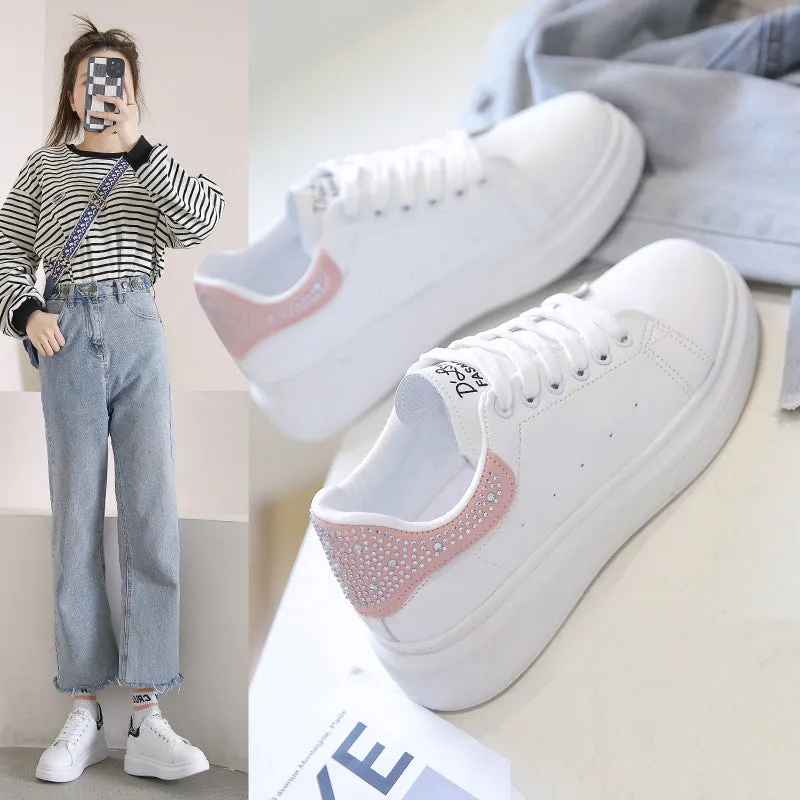 Amozae-Back To School Gifts Thick-soled White Sneakers