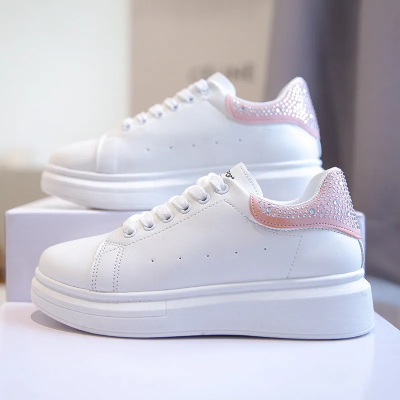 Amozae-Back To School Gifts Thick-soled White Sneakers