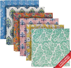 AVKA Studio Unisex Handkerchiefs ?C 16x16 Soft Cotton Handcrafted Hankies for Men & Women ?C Sweat Absorbing, Machine Washable, Thin & Lightweight ?C Pack of 6