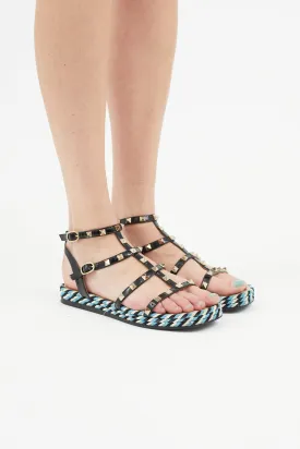 Black & Multicolour Rockstud Sandal