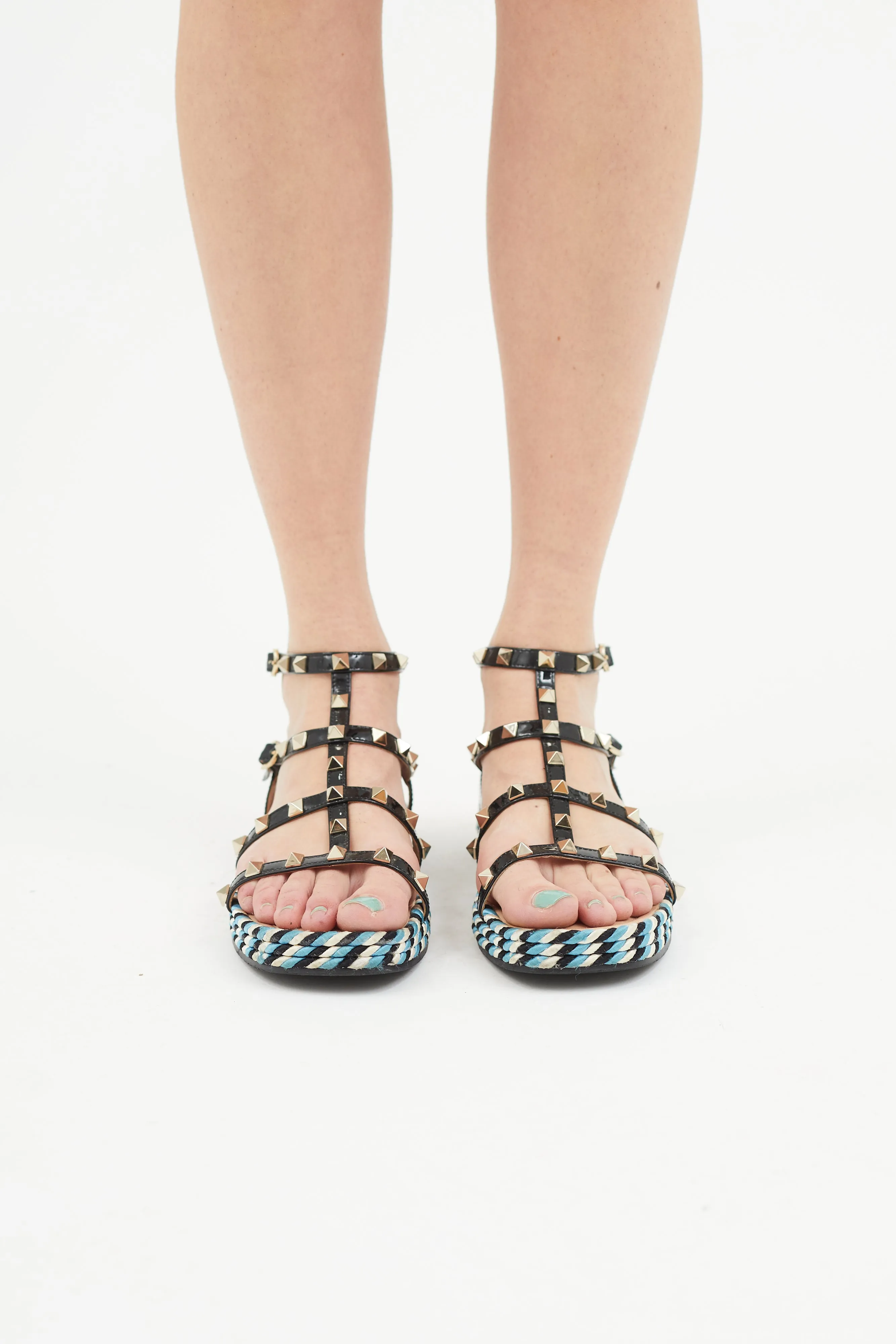 Black & Multicolour Rockstud Sandal