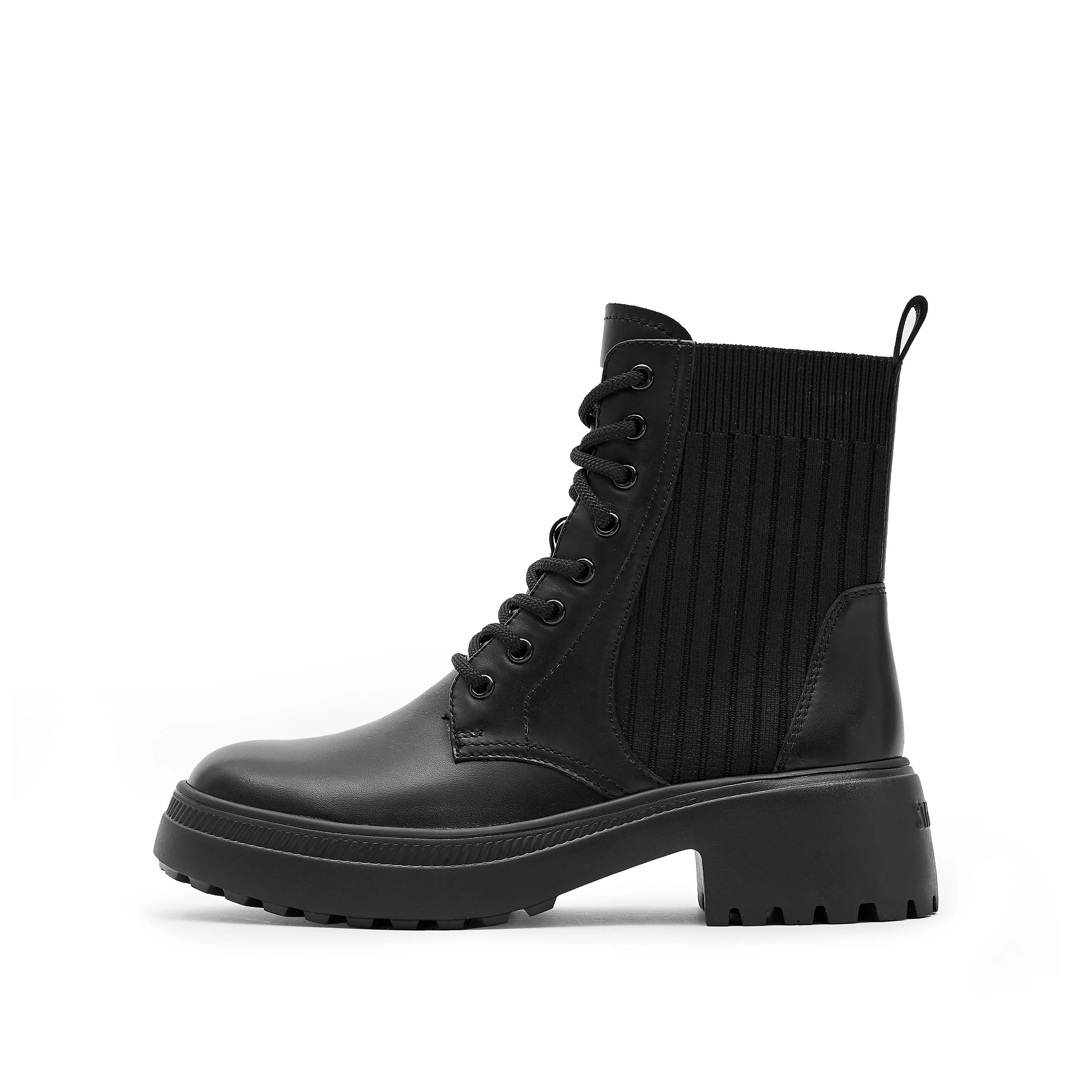 Black Lace Up Combat Sock Boots