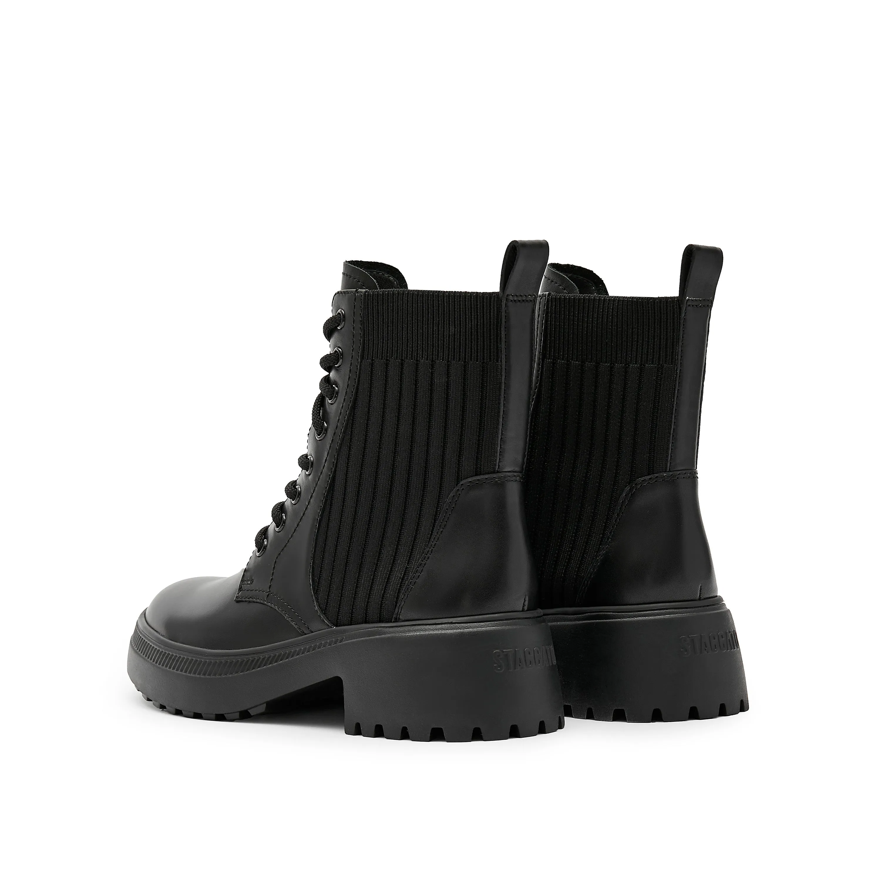 Black Lace Up Combat Sock Boots