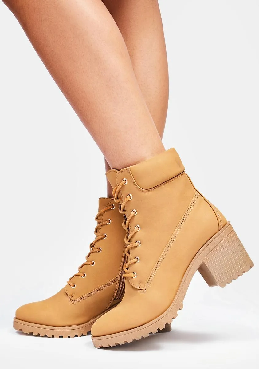 Camel Hello Stranger Lace Up Boots