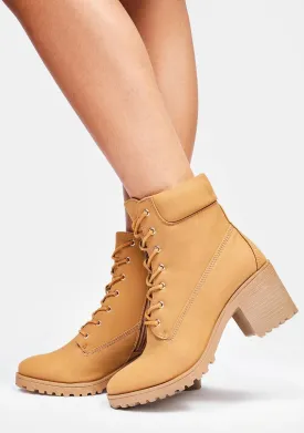 Camel Hello Stranger Lace Up Boots