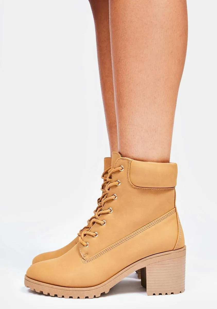 Camel Hello Stranger Lace Up Boots