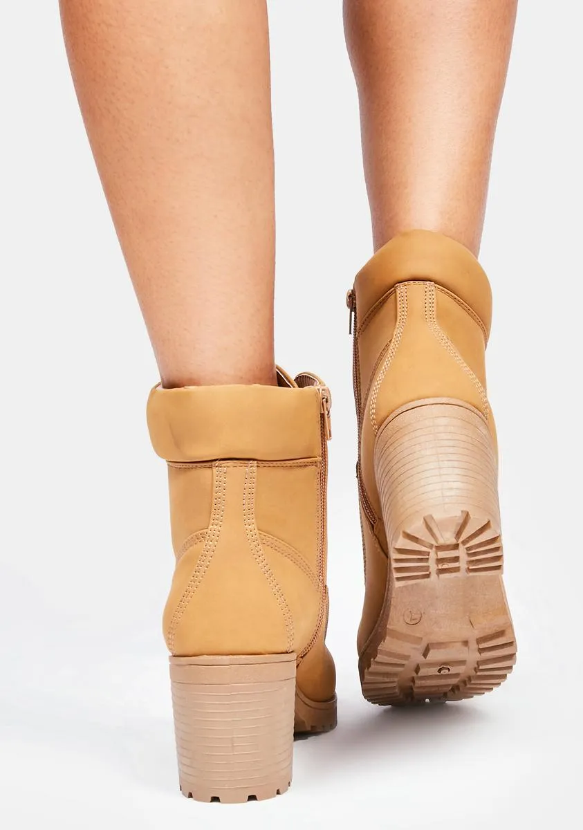 Camel Hello Stranger Lace Up Boots