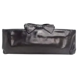 Chanel 2011 Black Lambskin Leather Bow Clutch