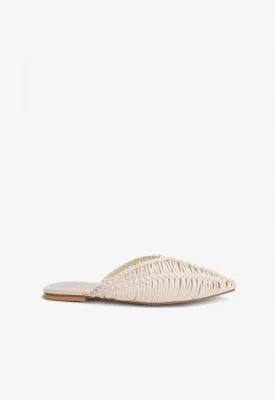 Choice Braided Woven Flat Mules Off White