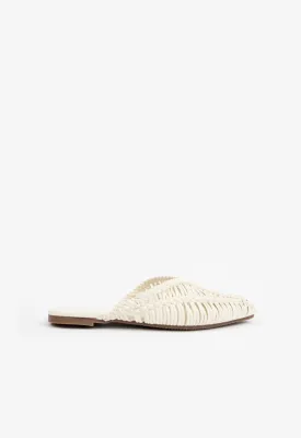 Choice Kids Braided Woven Flat Mules White