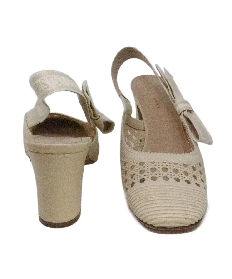 Christian Dior Cream Canvas Heels sz 9