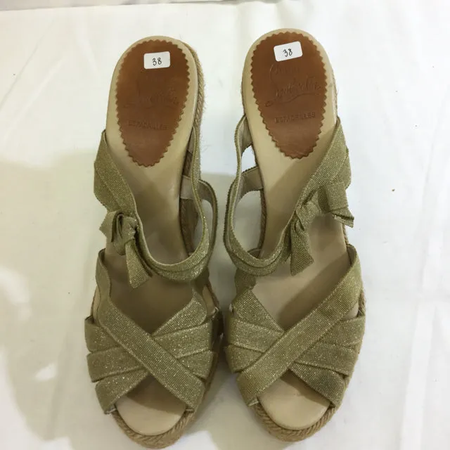 Christian Louboutin Signed Wedge Espadrilles. Size 38