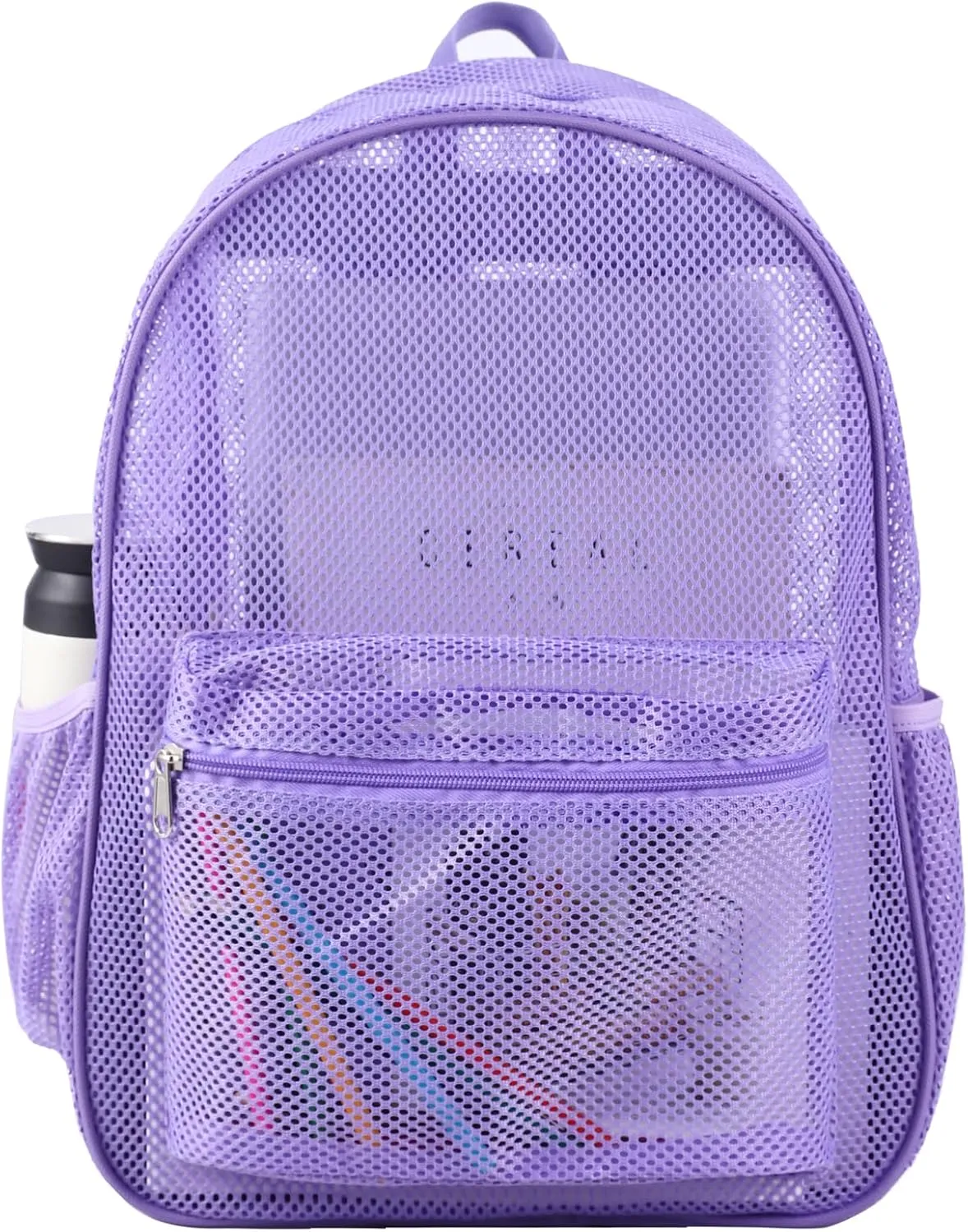 COVAX Heavy Duty Mesh Backpack, See Through College Backpack with Padded Shoulder Straps for Commuting, Swimming, Travel, Beach, Outdoor Sports (Purple)