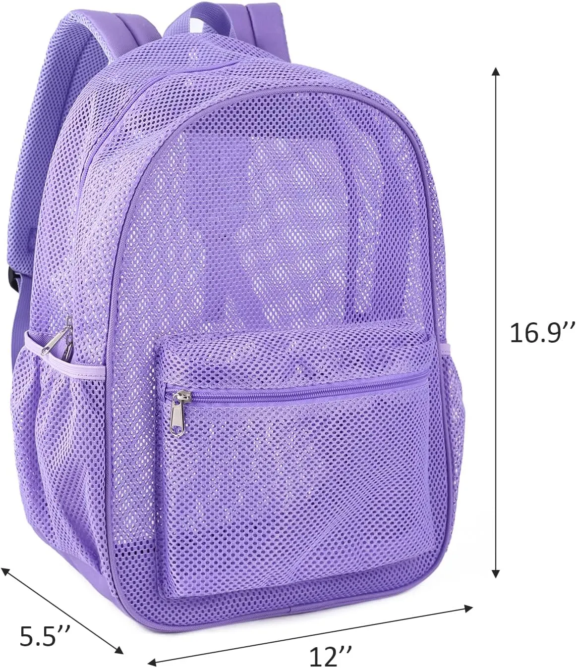 COVAX Heavy Duty Mesh Backpack, See Through College Backpack with Padded Shoulder Straps for Commuting, Swimming, Travel, Beach, Outdoor Sports (Purple)