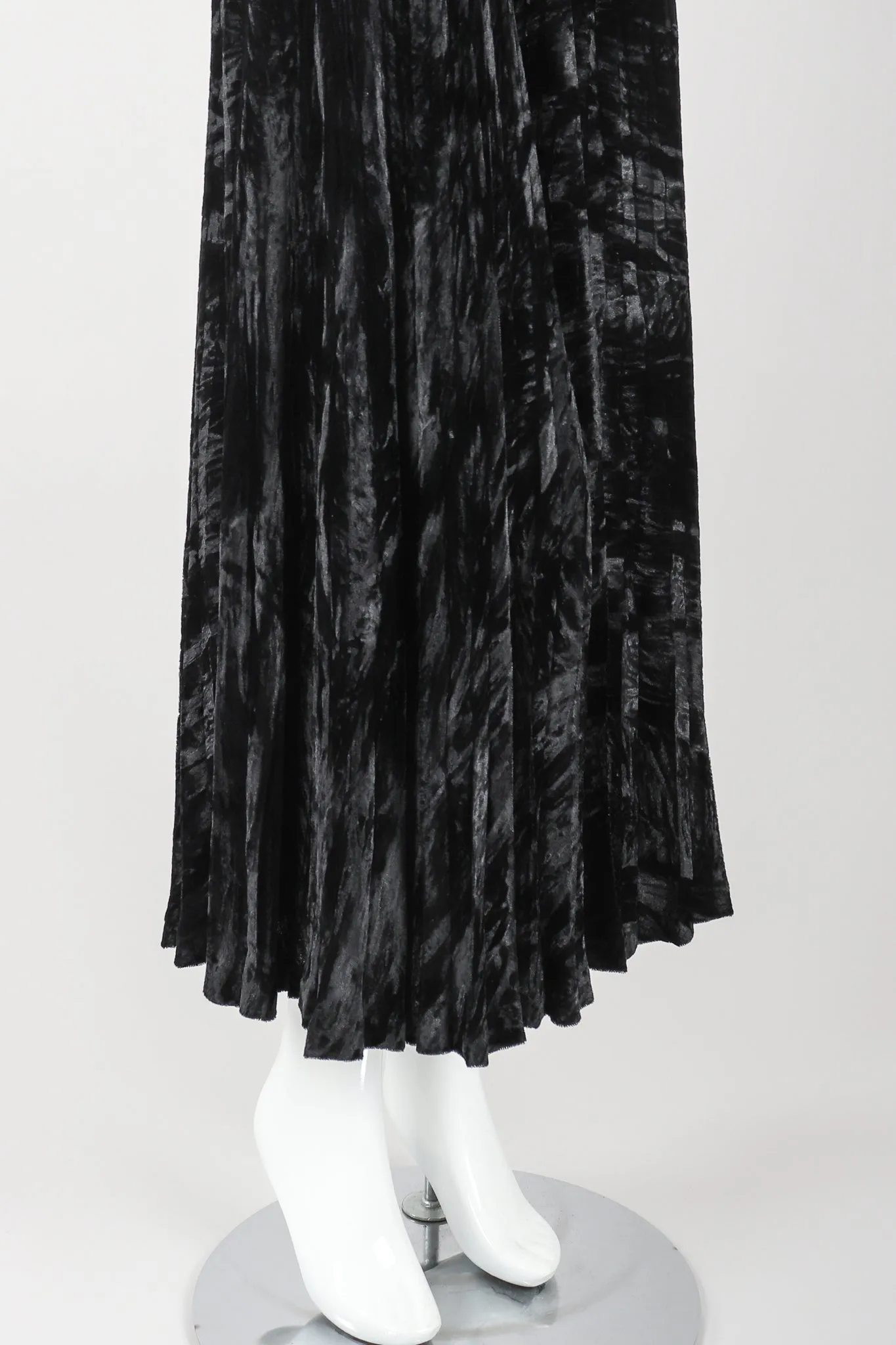Crushed Velvet Pleated Maxi Skirt