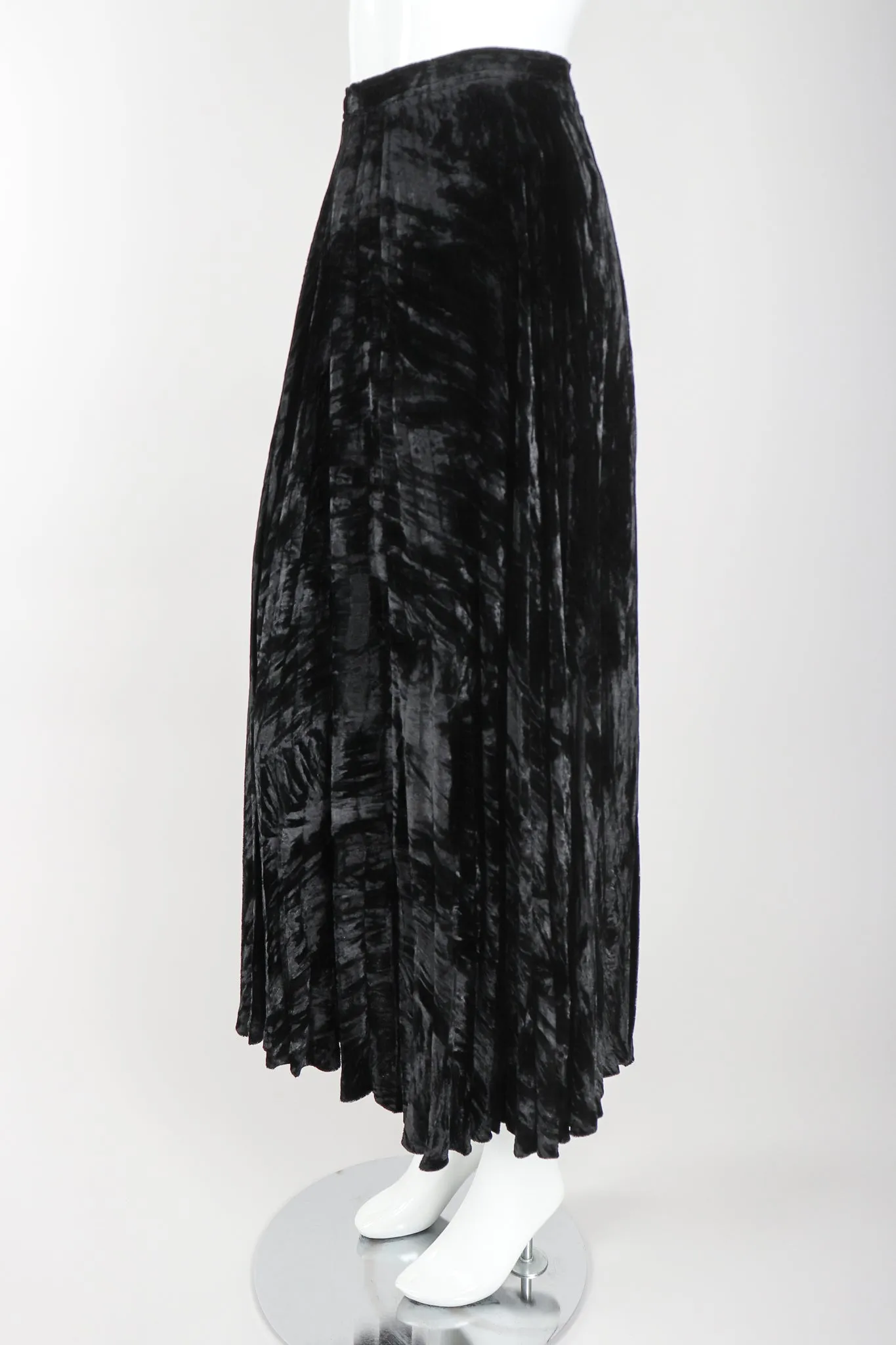 Crushed Velvet Pleated Maxi Skirt
