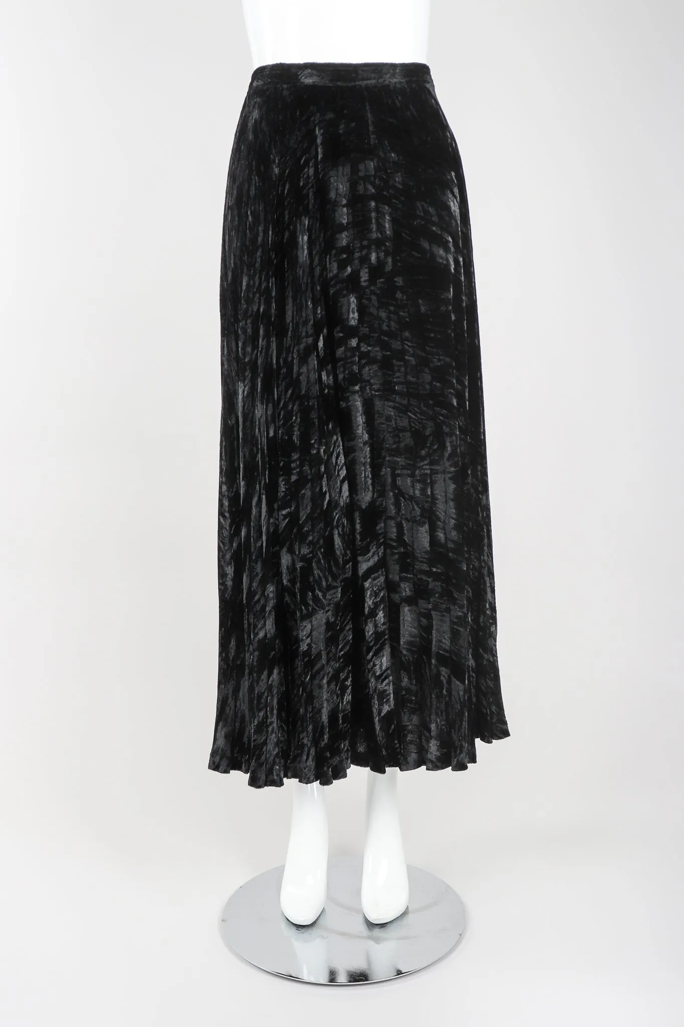Crushed Velvet Pleated Maxi Skirt