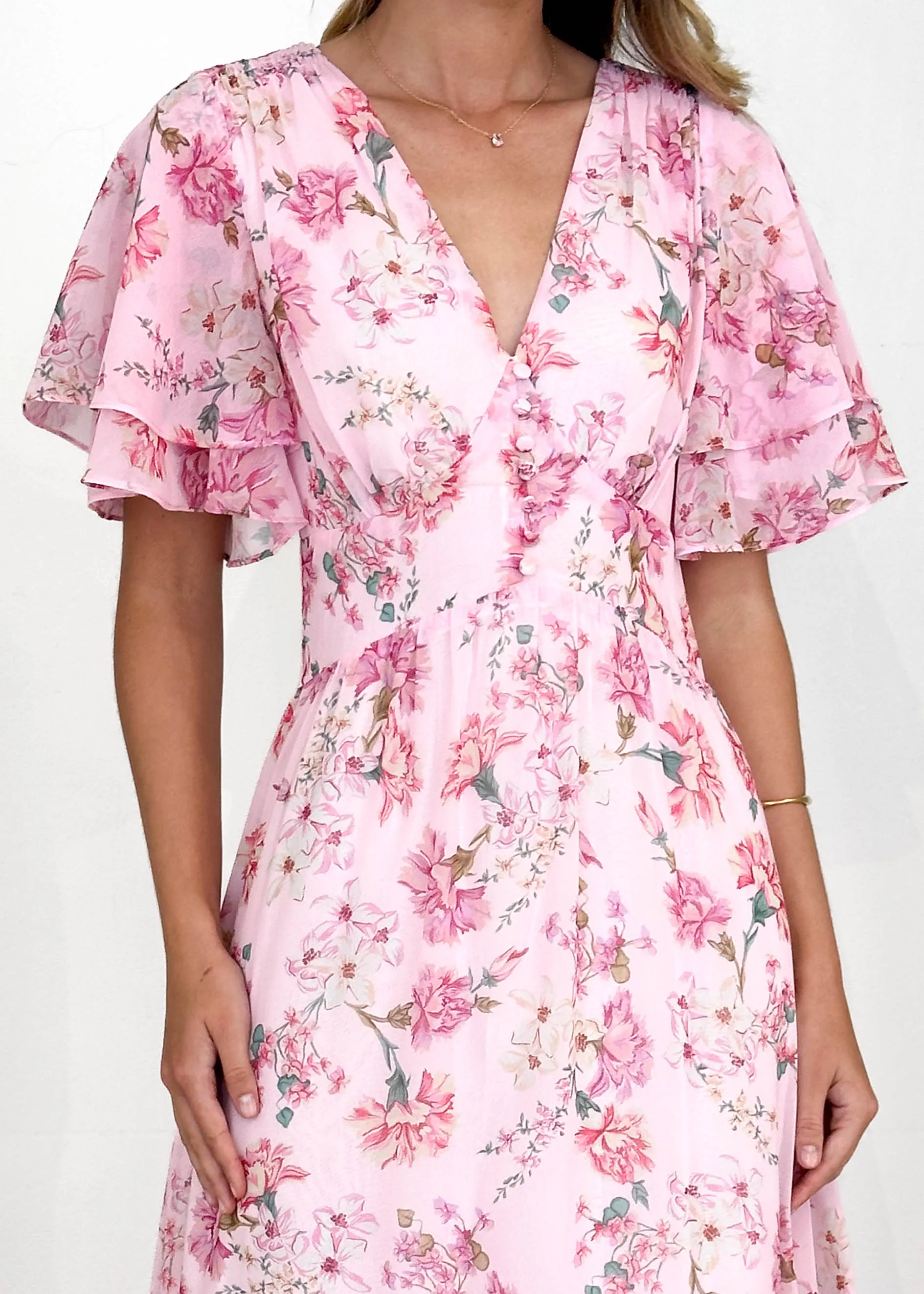 Delilah Maxi Dress - Pink Carnation