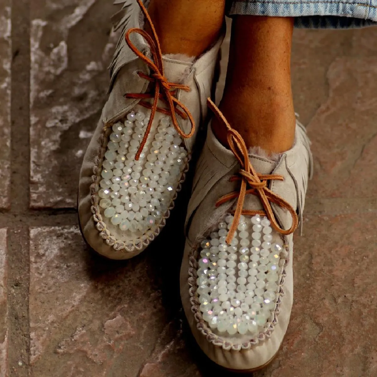 Fringe Crystal Moccasins