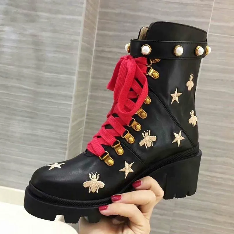 Lace Up Combat Platform Boots