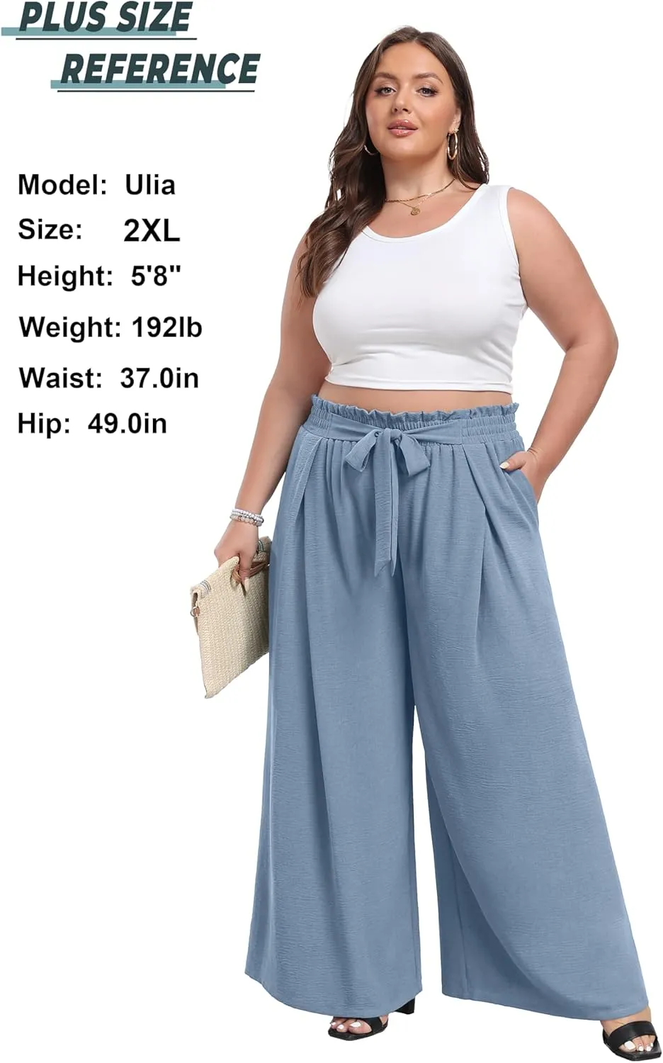 Lepunuo Wide Leg Pants for Women High Waisted Palazzo Pants Work Casual Flowy Tie Knot Trousers with Pockets