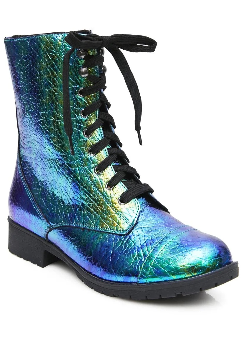 Mermaid Tears Combat Boots