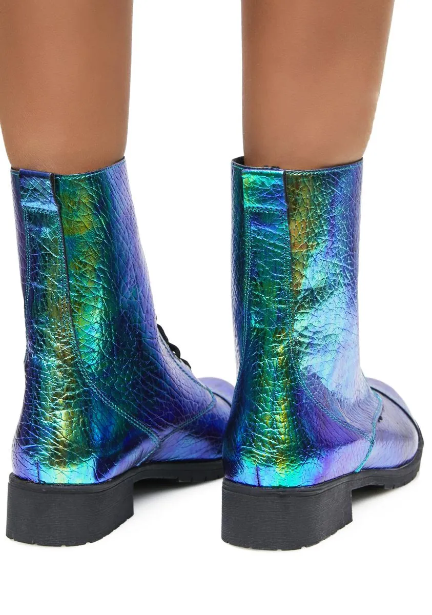 Mermaid Tears Combat Boots