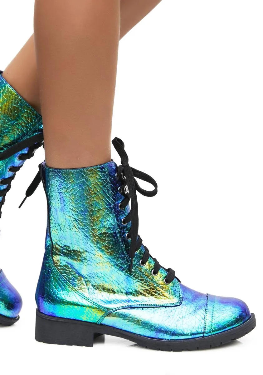 Mermaid Tears Combat Boots