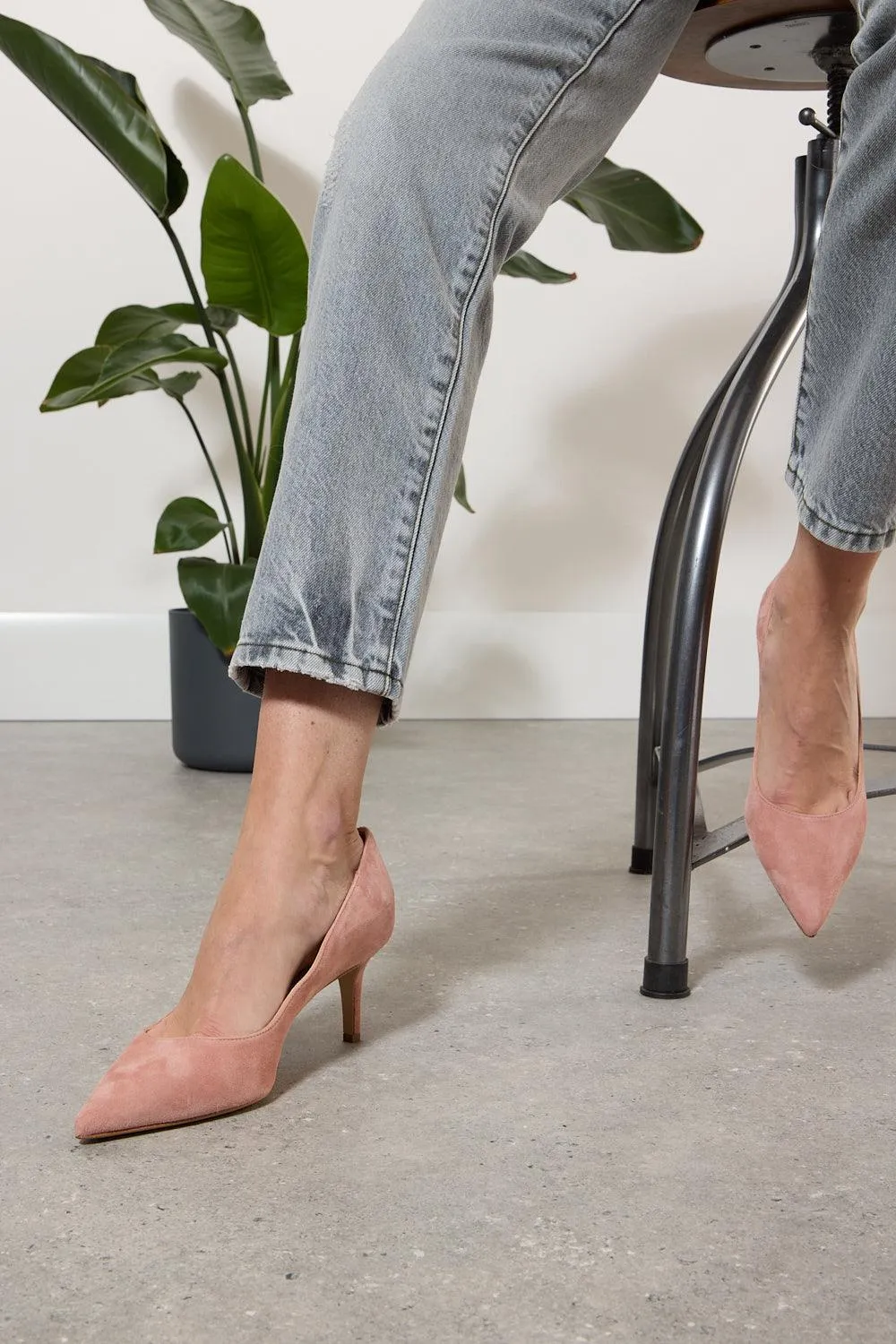 Milly Clay pink suede heel
