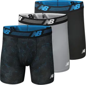 New Balance Men's Performance Boxer Briefs with Fly, Breathable Stretch Underwear, Moisture Wicking, Soft Waistband (3 Pack)