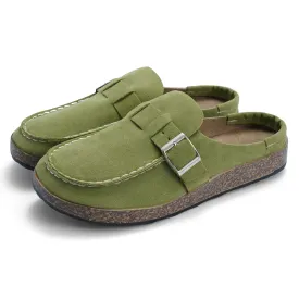 NEW Zodanni Mules for Women Backless Loafers Slip on Flat Shoes Open Back Slippers, Green, Sz 9.5