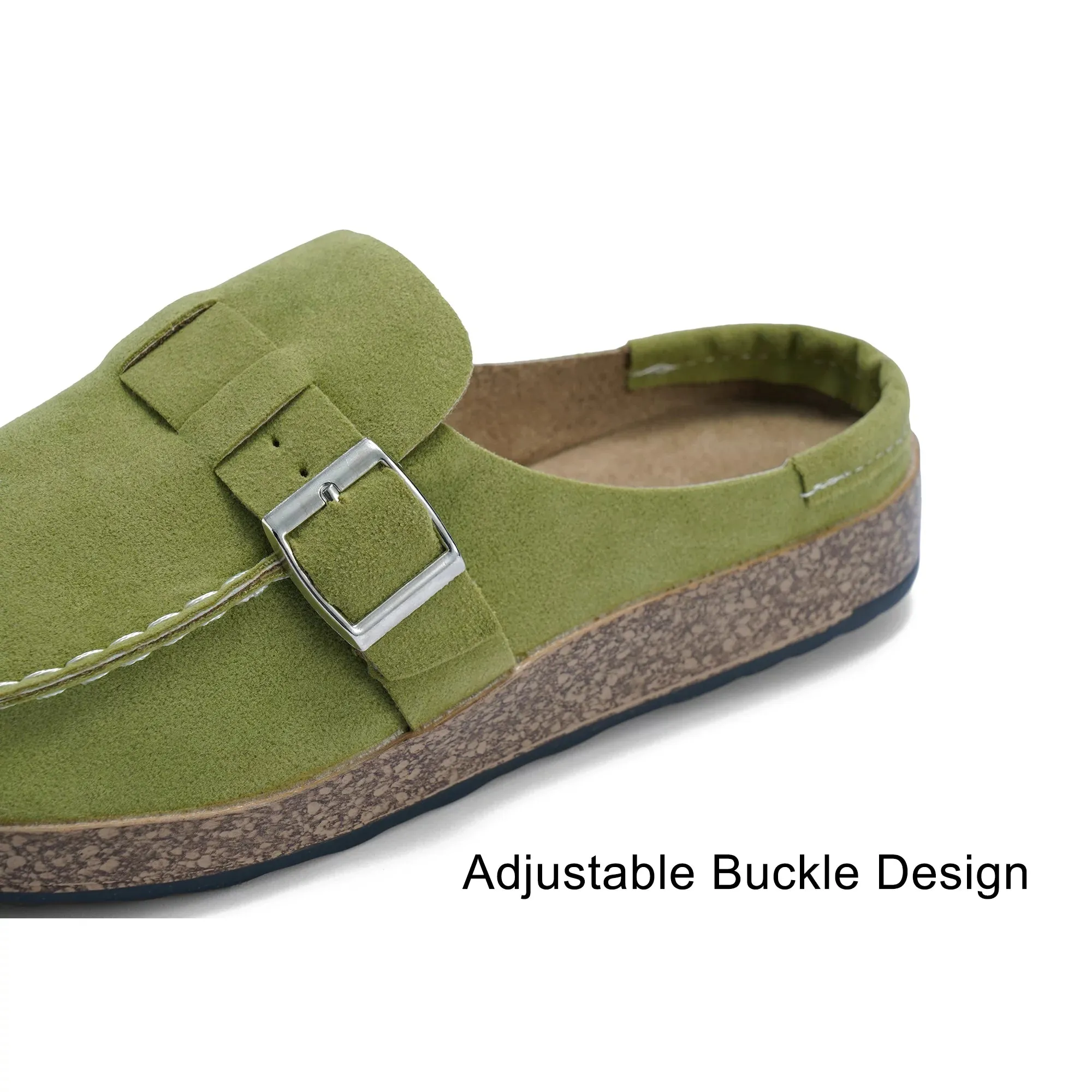 NEW Zodanni Mules for Women Backless Loafers Slip on Flat Shoes Open Back Slippers, Green, Sz 9.5