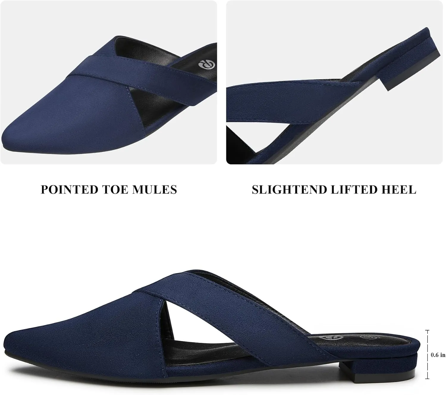 Rekayla Womens Mules Closed Pointed Toe Backless Loafer Shoes for Women