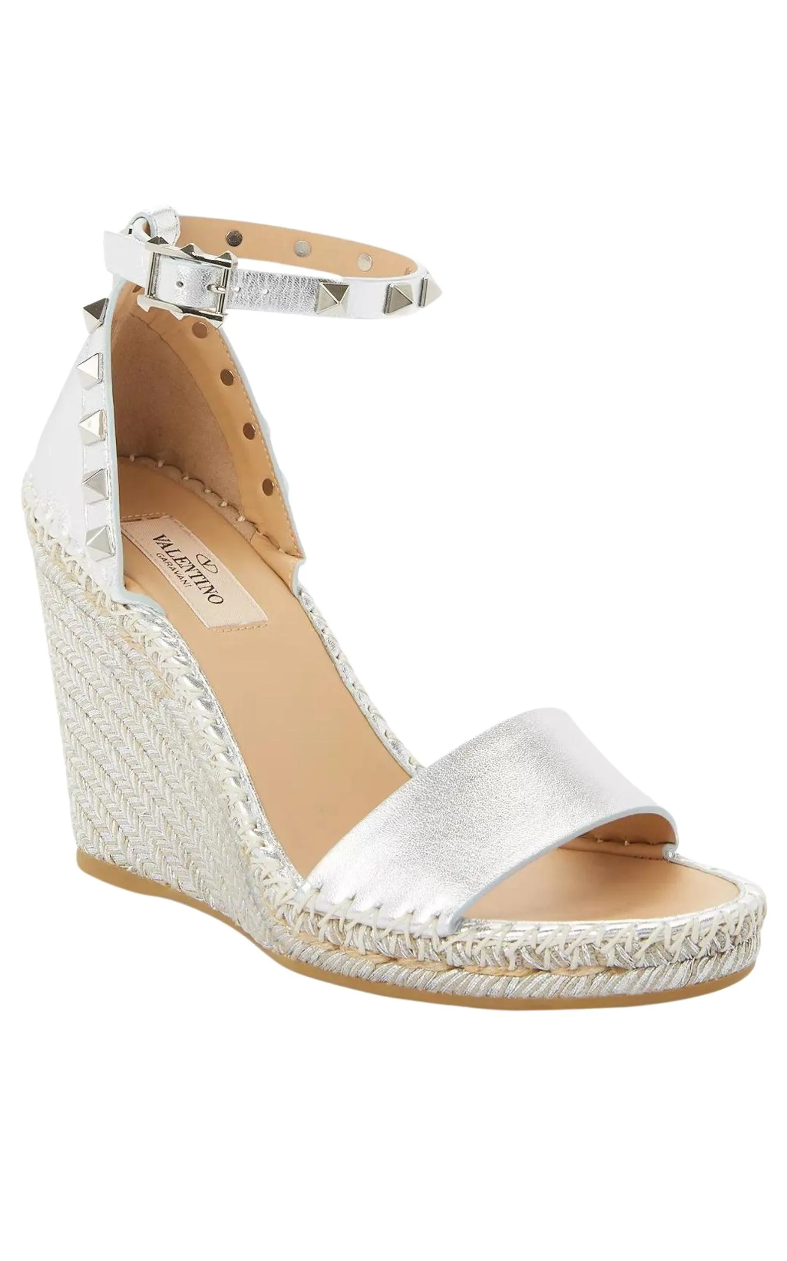 Rockstud Metallic Wedge Sandals