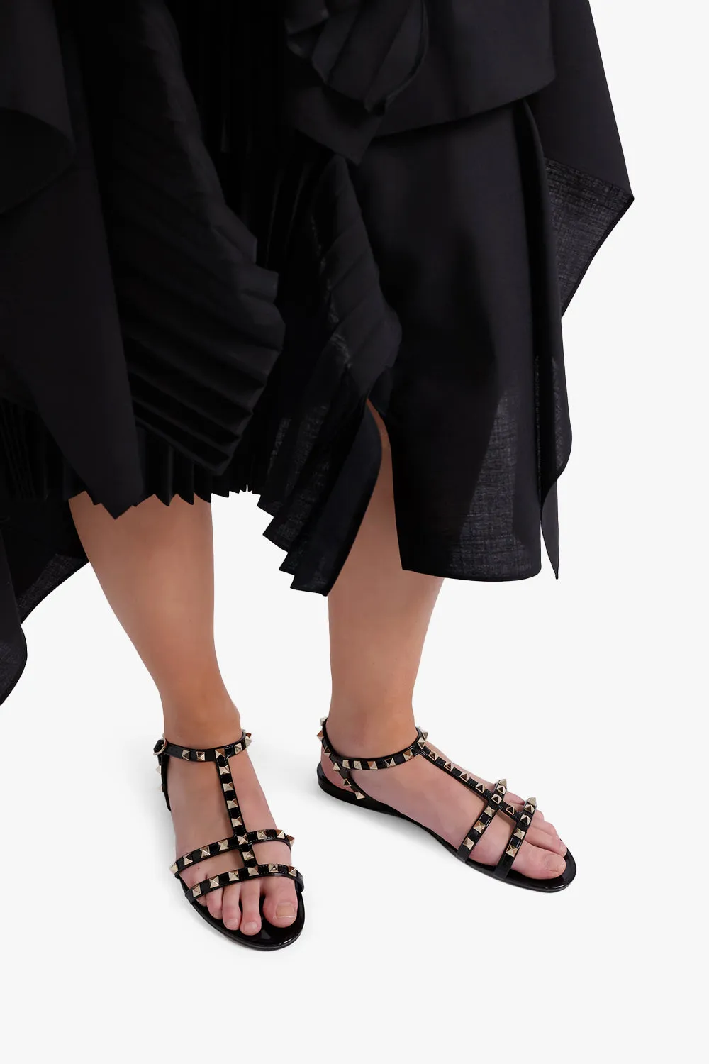 ROCKSTUD PVC ANKLE STRAP SANDAL | BLACK
