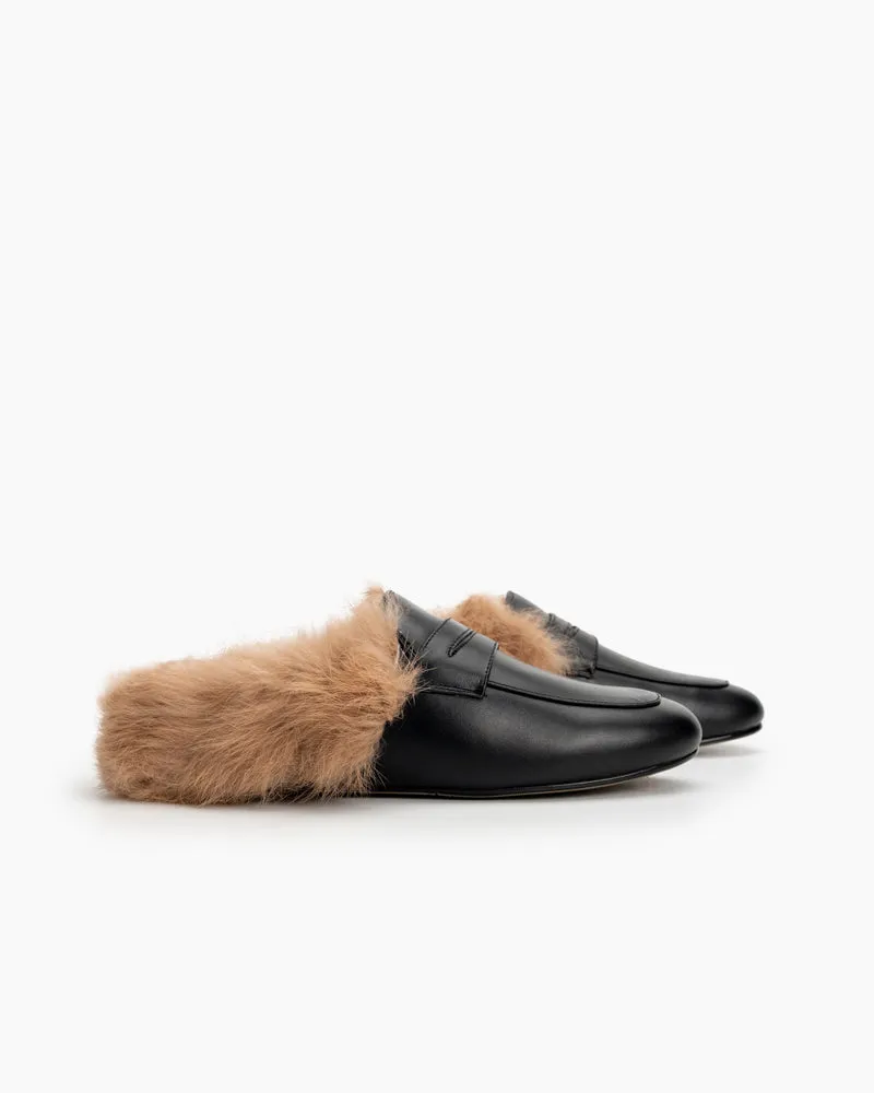 Round Toe Backless Slip-on Flat Mules