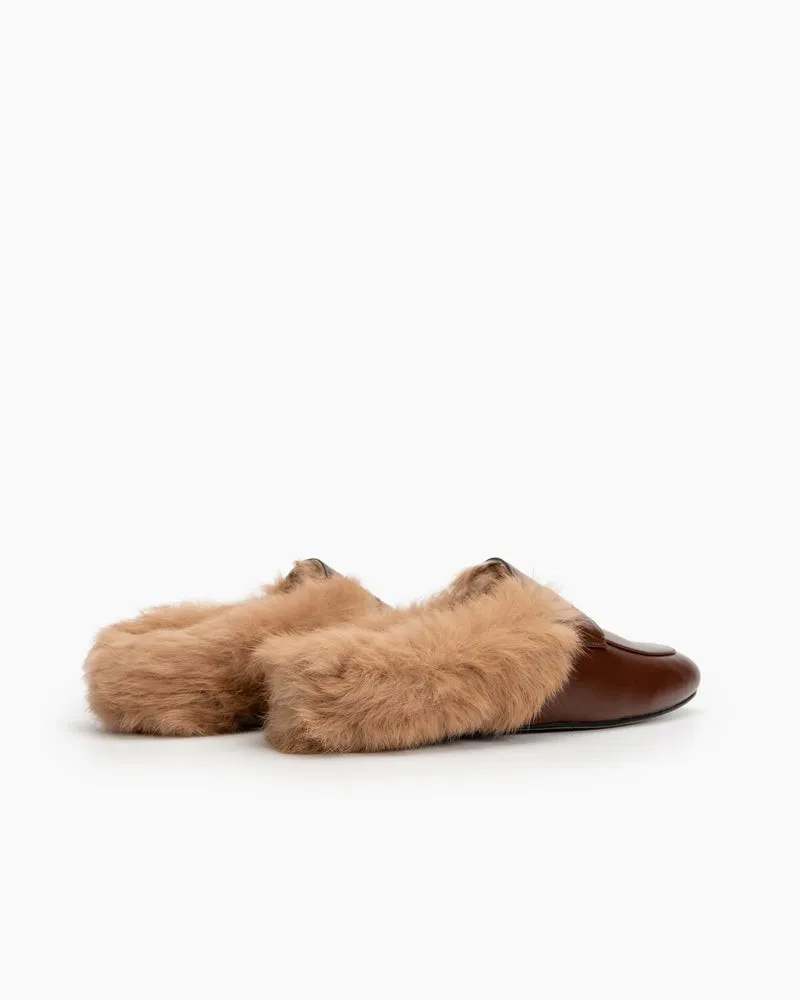 Round Toe Backless Slip-on Flat Mules
