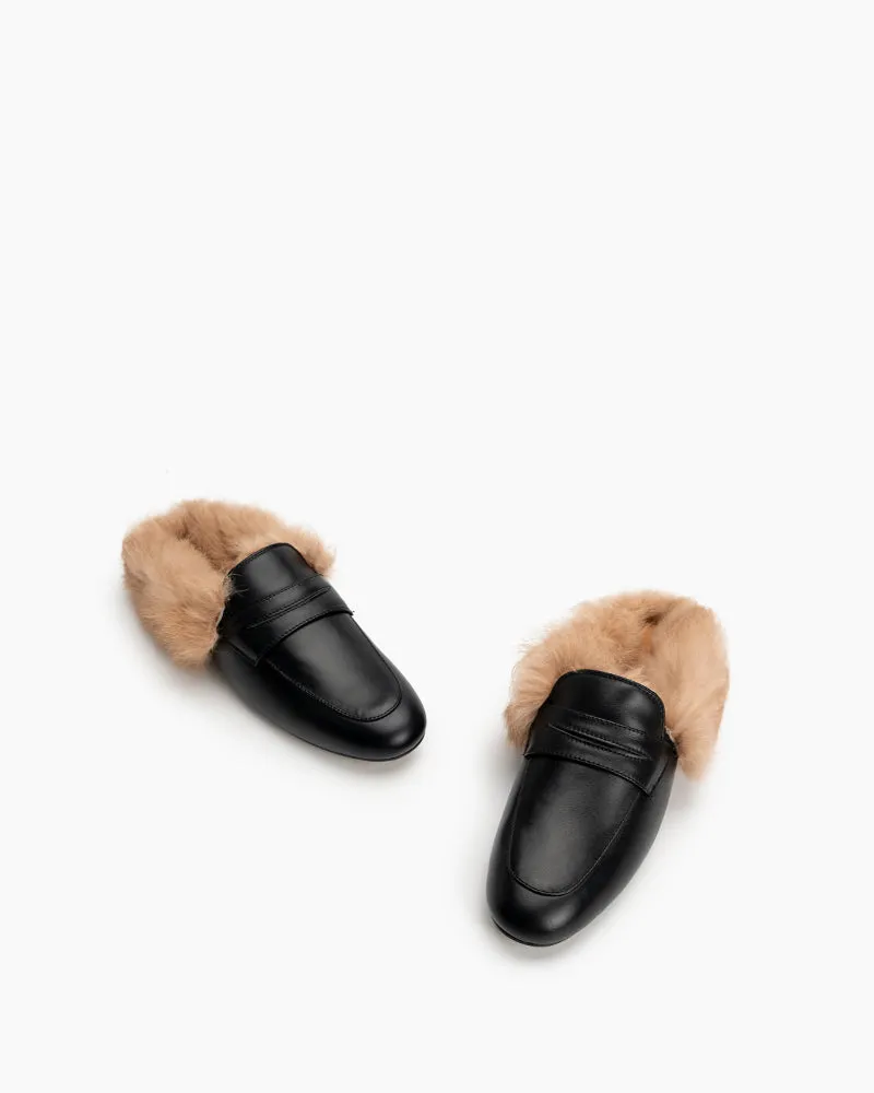 Round Toe Backless Slip-on Flat Mules