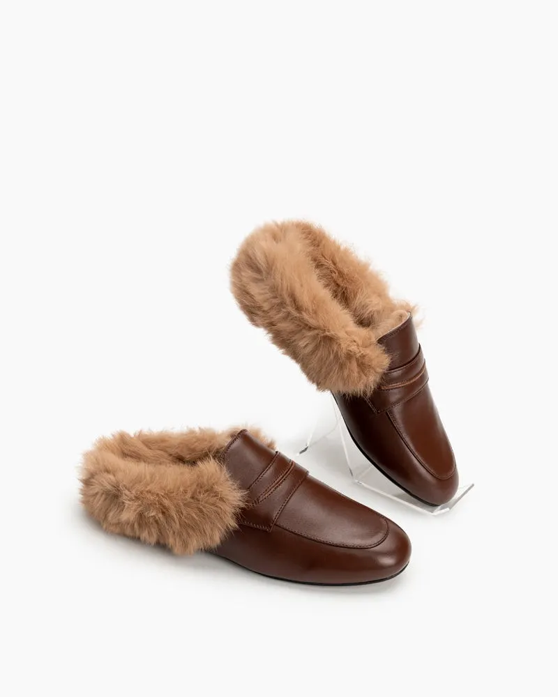 Round Toe Backless Slip-on Flat Mules