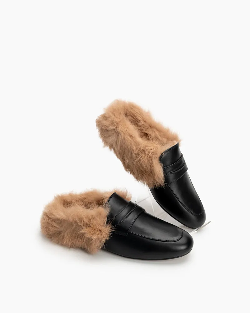 Round Toe Backless Slip-on Flat Mules