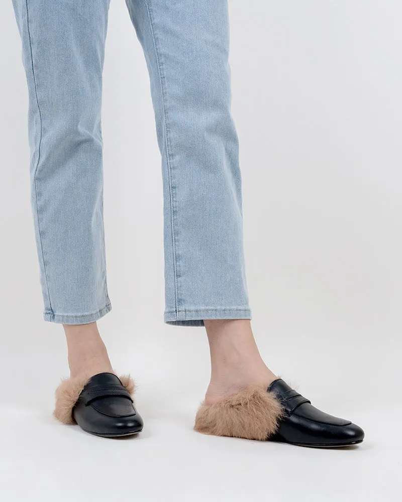 Round Toe Backless Slip-on Flat Mules