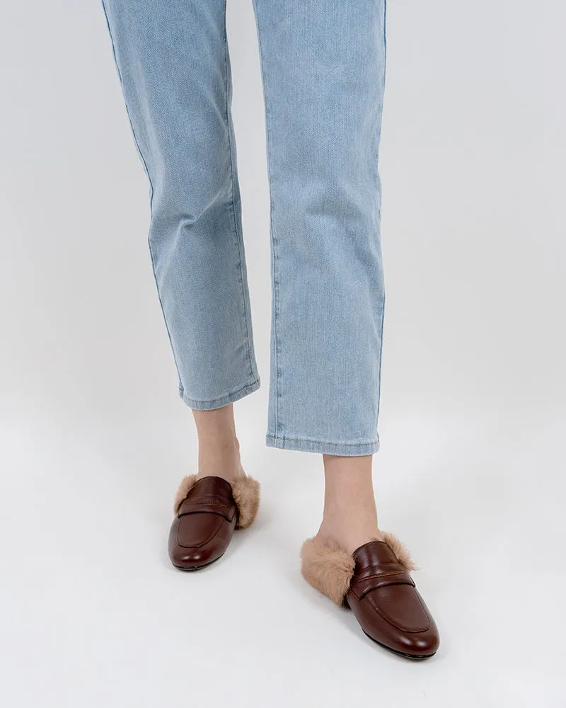 Round Toe Backless Slip-on Flat Mules